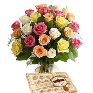 25 colorful roses with chokolates | Flower Delivery Tver