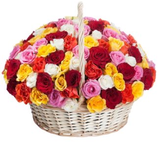 51 colorful roses in the basket | Flower Delivery Tver